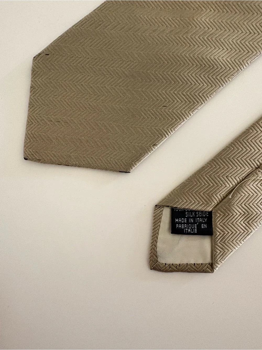 Dolce & Gabbana Beige Chevron Silk Scarf / Tie Accessory